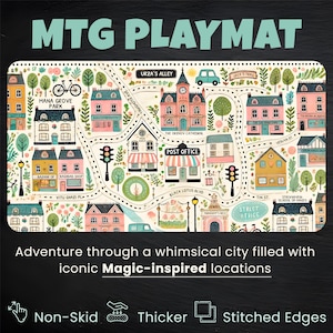 Magic on the Streets MTG Commander Playmat – Urban Street Art Design With Commander Tax Zone