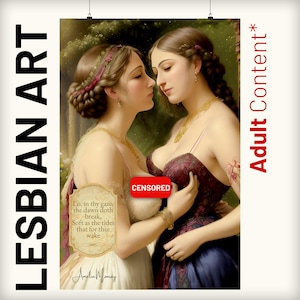 Lesbian Baroque Fine Art Poster, Lesbian Art Print, Lesbian Decor, Lesbian Gift, Housewarming Girlfriend Birthday Gift, Sapphic Art, Mature