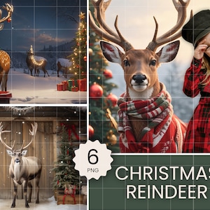 Reindeer Christmas Digital Backdrop Overlays For Kids Boy Girl Toddler Christmas Digital Background Photoshop Overlay Christmas Photography