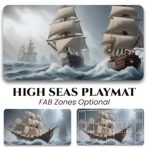 Tapete de brincar FAB com zonas, tapete de brincar com arte completa de navio pirata, tapete de presente Flesh and Blood TCG, tema Fab High Seas, Blitz, construção clássica, lacrado