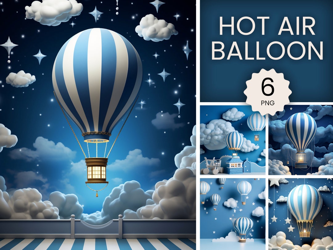Hot Air Balloon Digital Backdrop Studio Photography Digital Background