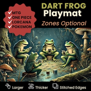 Vintage Limited Edition Frog Dartfrog Playmat, Gaming Frogs Playing Cards, Gaming Mat Playmat With Zones