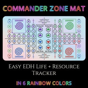 Tapete de jogo Commander Zone para EDH, MTG Life & Resource Tracker, tapete multijogador para 4 jogadores com slot para telefone, presente para jogadores de Magic The Gathering