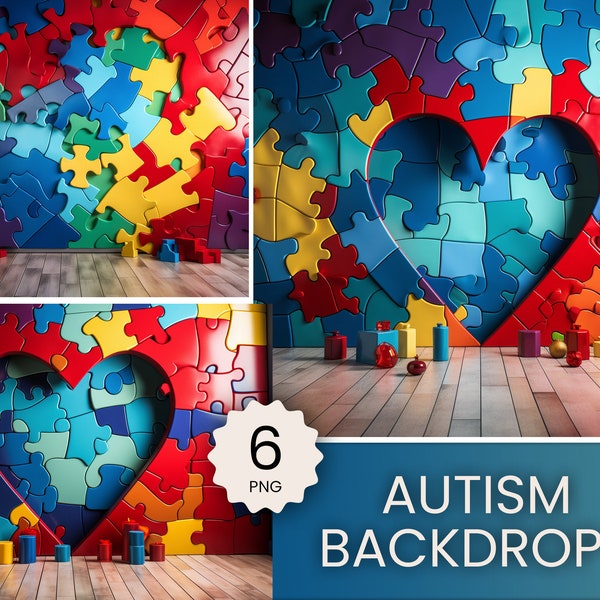 Autism Digital Backdrop Autism Photoshoot Digital Backdrop Photoshop Overlays Photography Backdrop Autism Digital Download Background PNG
