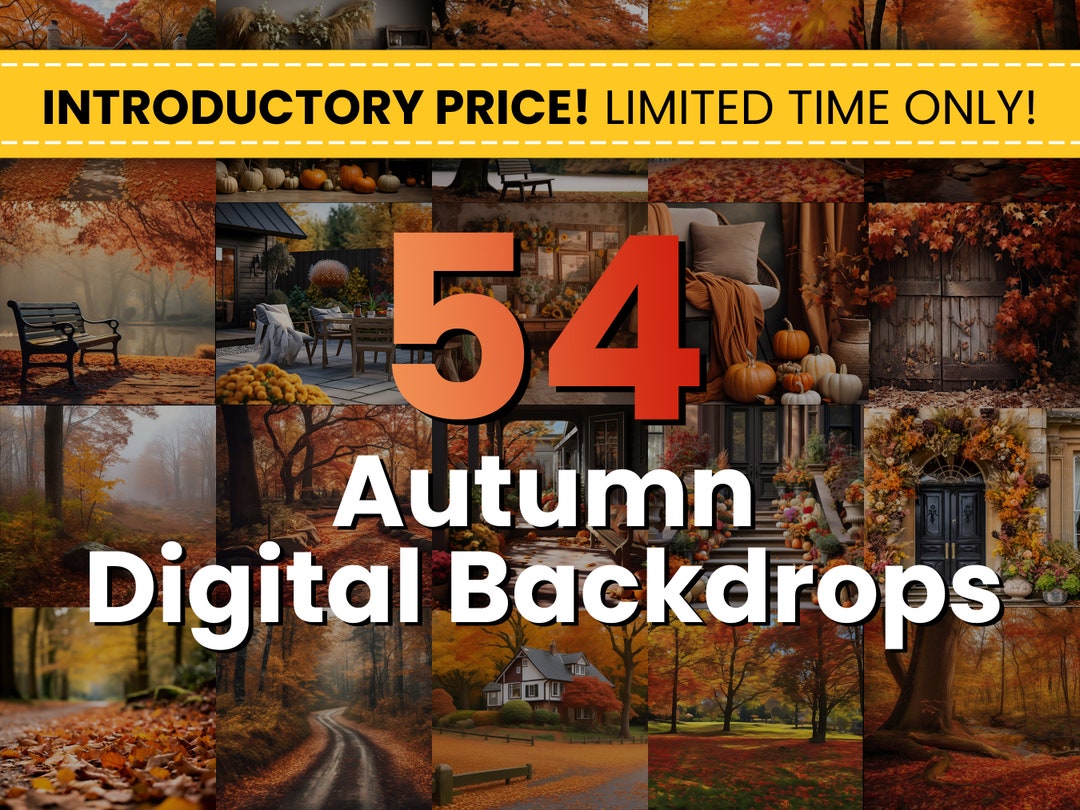 54 Fall Digital Backgrounds Autumn Digital Backdrops Forest Fall ...