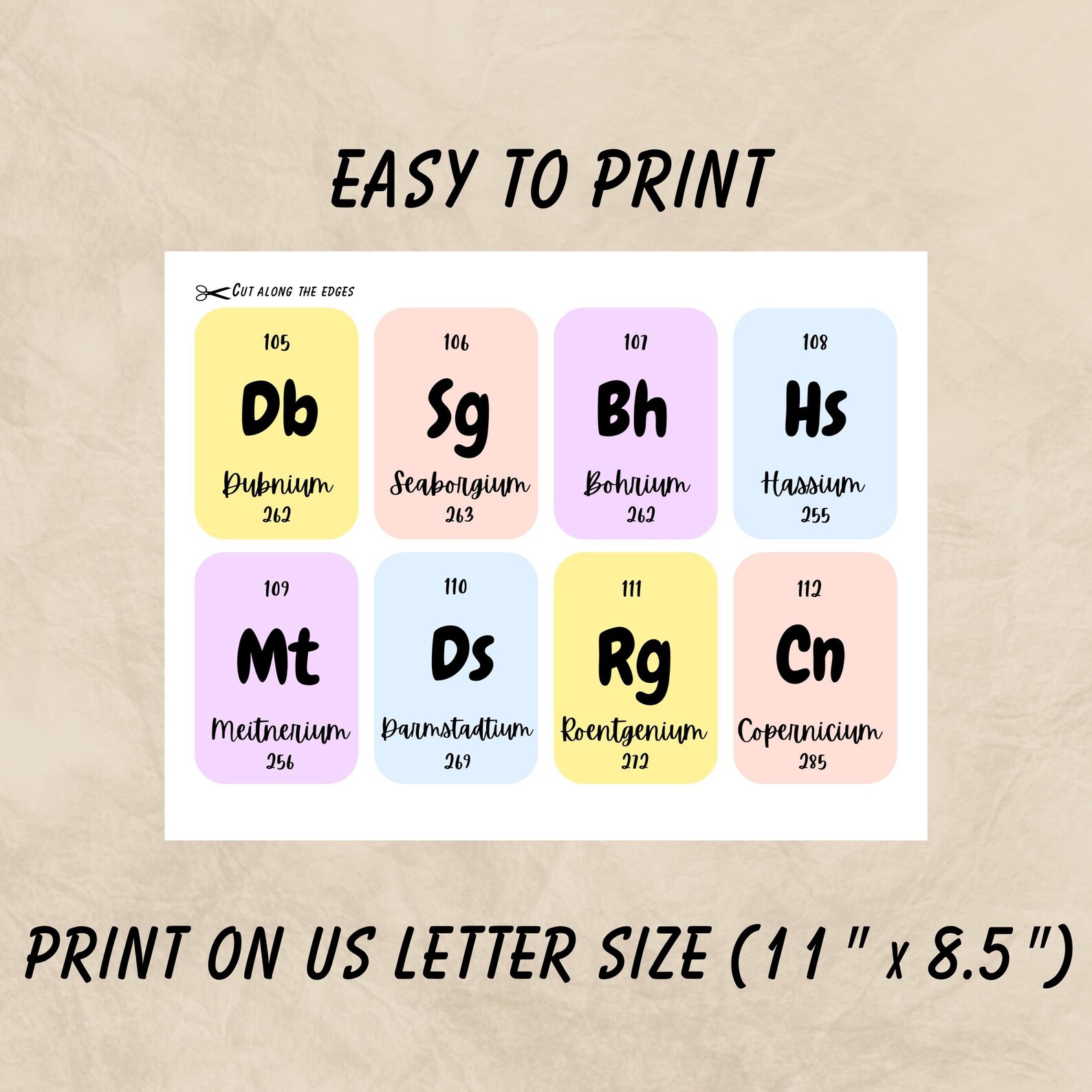Printable Periodic Table Flashcards. Chemistry Flashcards. Science