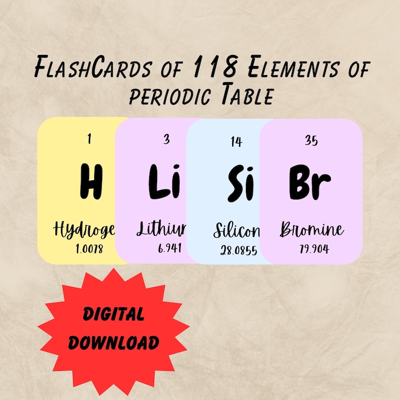 Printable Periodic Table Flashcards. Chemistry Flashcards. Science