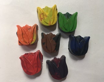 Rainbow Tulip Crayons (Birthday Gift, Back to School, Stocking Stuffer, Party Favor, Kids Wedding Activity, Spring Favors)