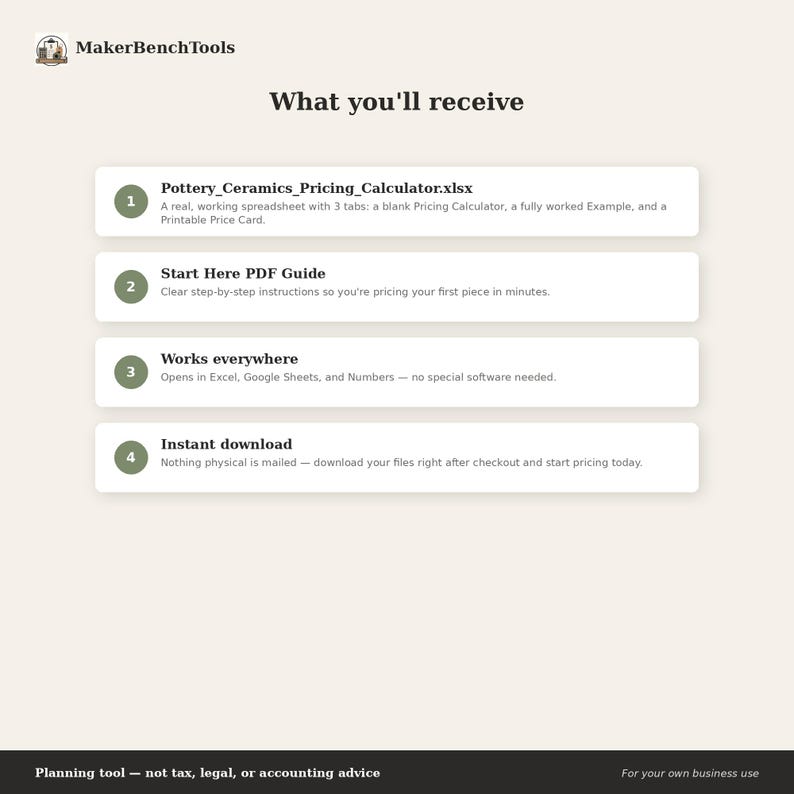 Pottery Pricing Calculator | Ceramics Cost & Profit Spreadsheet ...