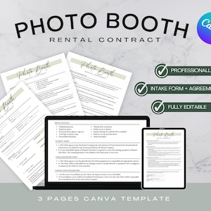 Photo Booth Contract Template, Canva Editable Photobooth Rental Agreement, Lease Agreement Template Minimalist