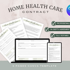 Home Health Care Contract, Canva Contract Template, Home Health Care Service Agreement, Home Care Contract Template, Health Care Contract