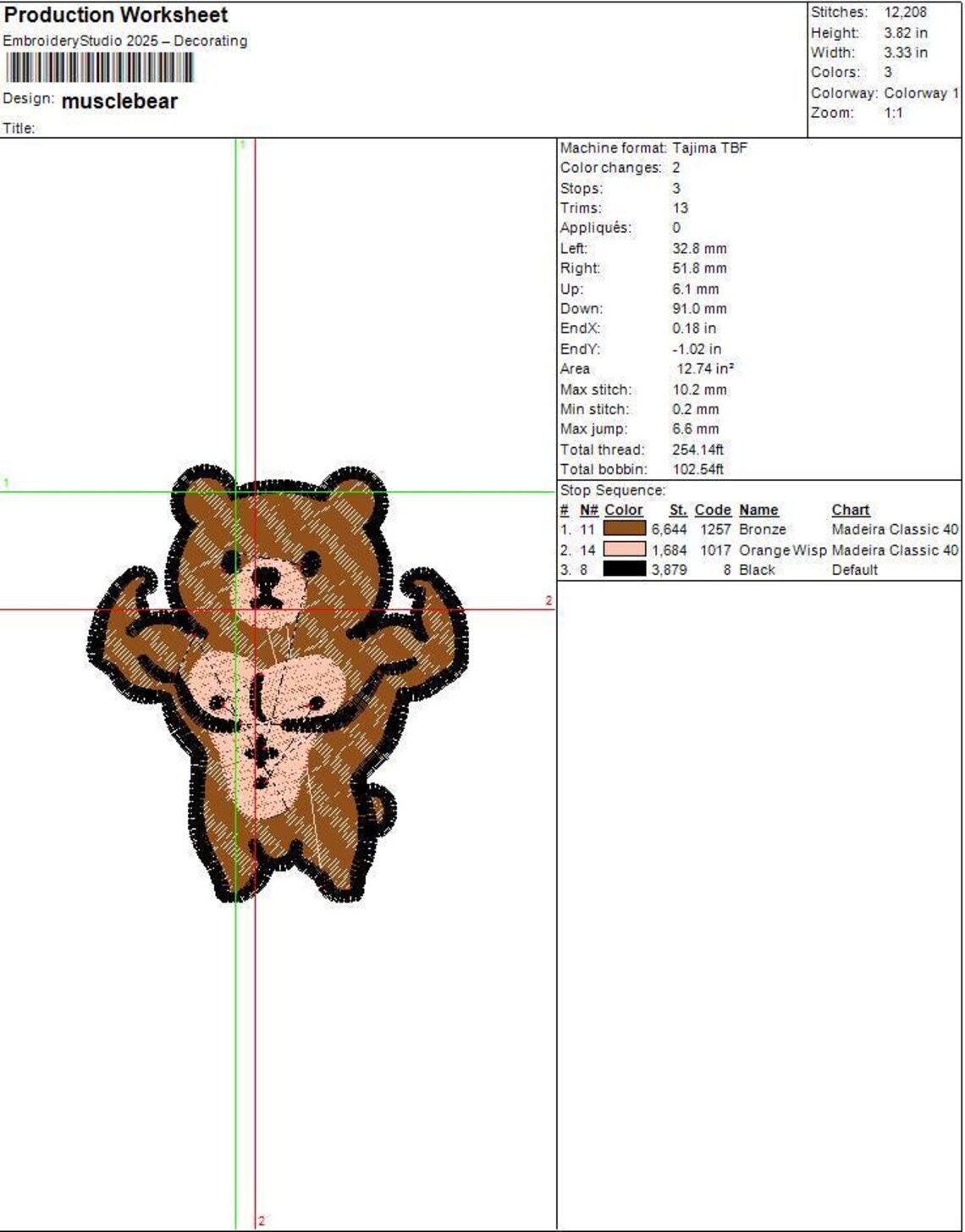 Muscle Bear Embroidery File | Buff Animal PES DST - Etsy