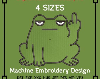 Frog Middle Finger Embroidery File