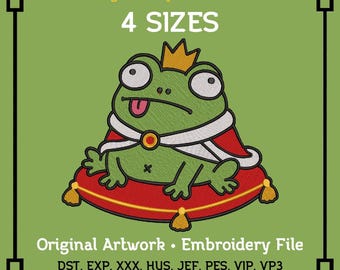 Stupid King Frog Embroidery File