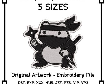 Ninja Hoji Frog Embroidery File – Japanese Frog 4x4 Design