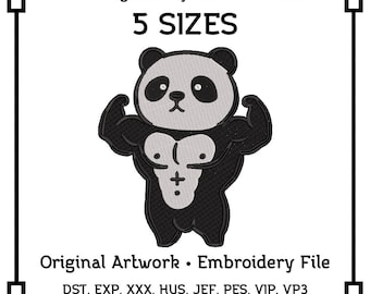 Buff Panda Embroidery File | Funny Gym Animal PES DST