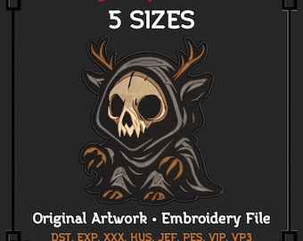 Wendigo Antler Horror Embroidery File – Chibi Cryptid Design