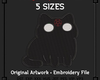 Cryptid Cat Embroidery File | Dark Chibi Horror PES DST