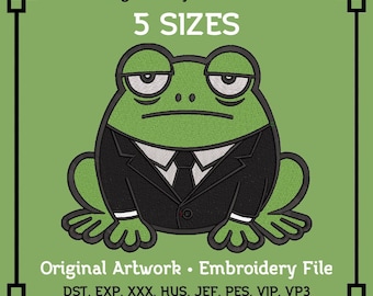 Corporate Frog Embroidery Design – Dead Inside Office Frog Digital File