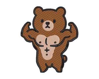 Muscle Bear Embroidery File | Buff Animal PES DST
