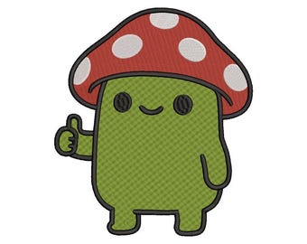 Mushroom Frog Embroidery File | Weird Cottagecore Toad PES DST