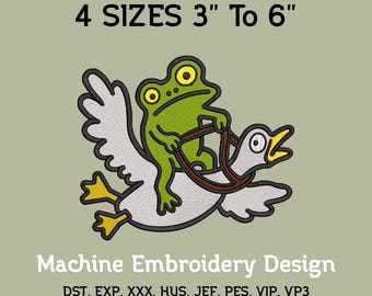 Frog Goose Embroidery File, Patch Design, Digital File, Funny Gift