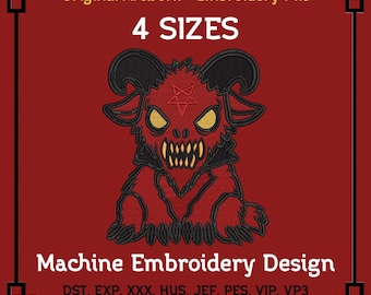 Satanic Goat Embroidery File – Chibi Cryptid Design