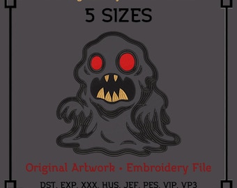 Dark Ooze Blob Embroidery File – Horror Chibi Monster 4x4 Design