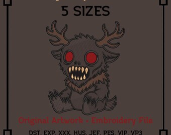 Chibi Wendigo Embroidery File | Horror Cryptid PES DST