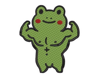Muscle Frog Embroidery File | Buff Gym Toad PES DST