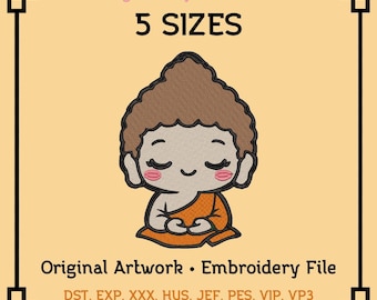 Little Buddha Embroidery Design – Chibi Digital File (JEF, DST, EXP etc..)