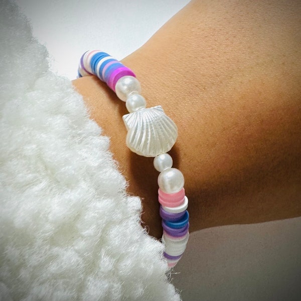 Team purple sea shell bracelet