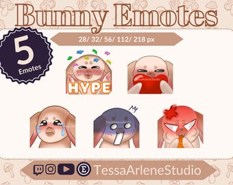 Conejito Conejo Lop Conejito Marrón Beige Twitch Discord Youtube Hype Amor Triste Conmoción Hambre Enojado Emote