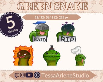 Serpiente verde: emoticones expresivos para Twitch, YouTube y Discord