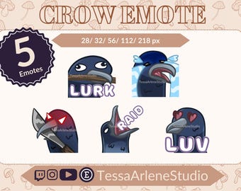 Emote de cuervo caprichoso y pájaro acechante: paquete de emoticones para jugadores y streamers