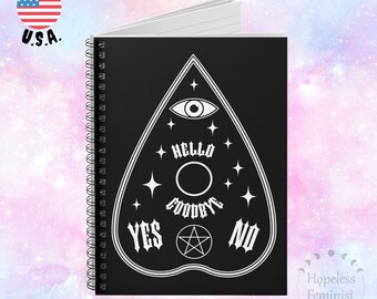 Goth Aesthetic Planchette Notebook | Gothic Ouija Journal | A5 Lined Spiral Notebook