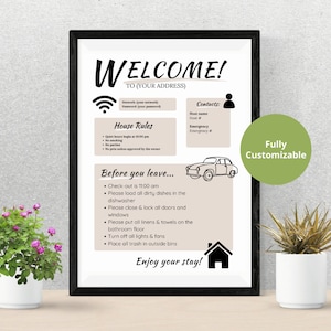 Airbnb Welcome Sign Template | Personalized Airbnb Sign | Airbnb Wifi Sign | Airbnb Digital Download