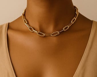 14k Gold Filled Paperclip Kettenhalskette: Handgemachter Chunky Schmuck