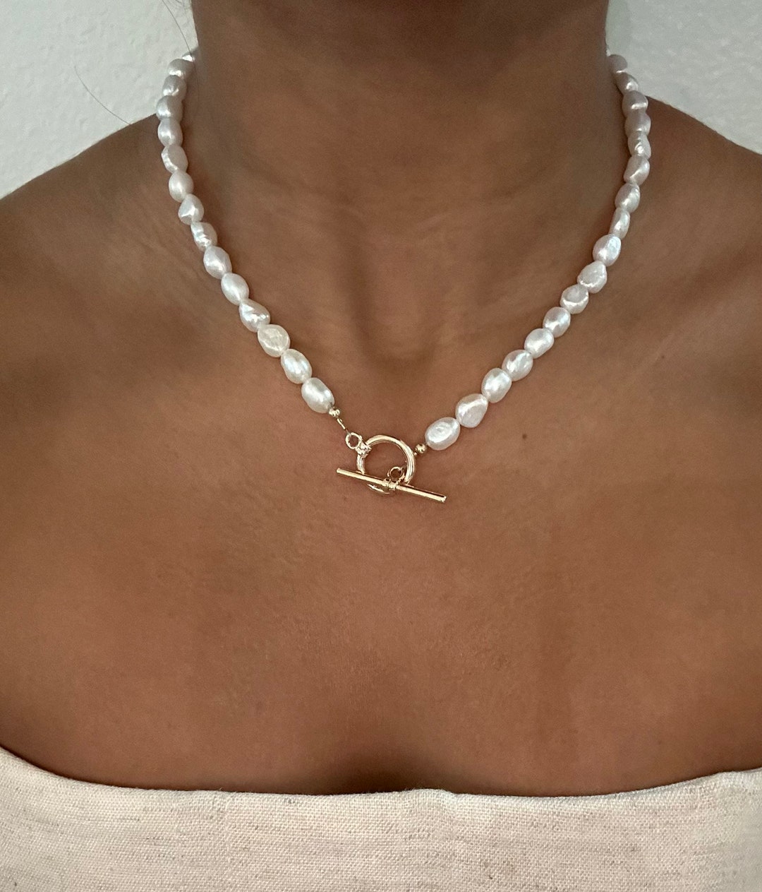Pansy Pearl Silver Toggle Necklace main image 0