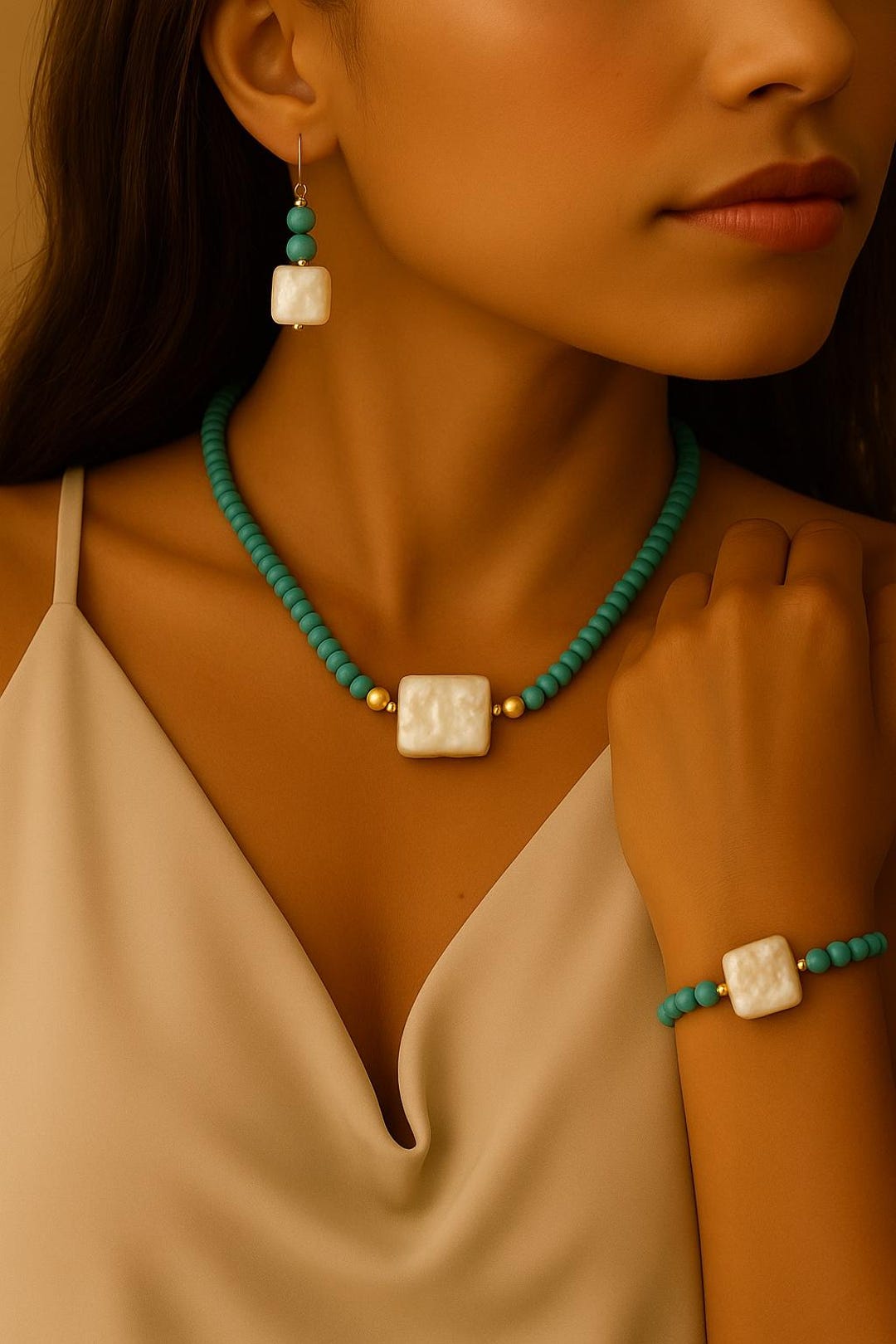 Baroque Pearl Turquoise Necklace Set: 14k Gold-filled Clasp - Etsy