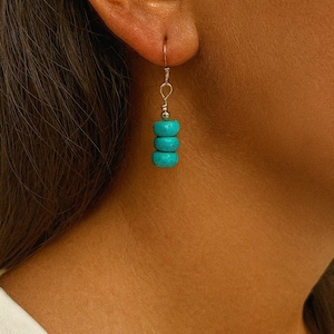 Turquoise Dangle Earrings - 14K Gold Filled Dangle Stone Earrings, Boho Classy Jewelry Gifts for Women