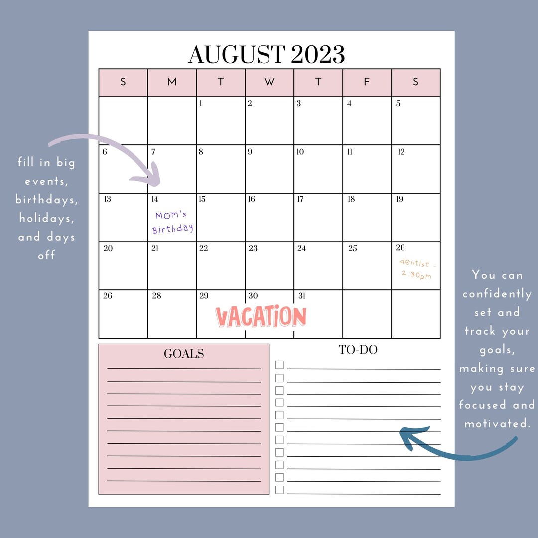 Monthly Planner academic Year Pack Printable - Etsy