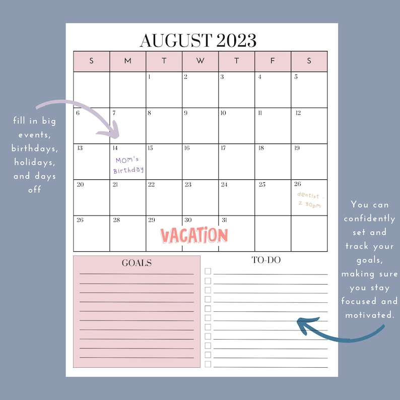 Monthly Planner academic Year Pack Printable - Etsy