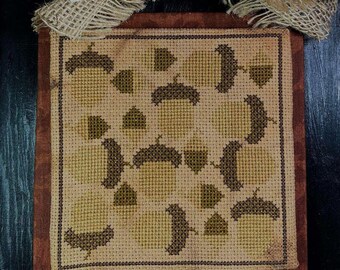 November Acorns Monthly Cross Stitch Pattern, Digitial PDF Instant Download