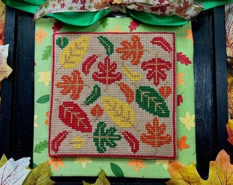 September Leaves Monthly Cross Stitch Pattern, Digitial PDF Instant Download