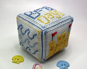 Beach Small Cube Cross Stitch Pattern, Digitial PDF Instant Download