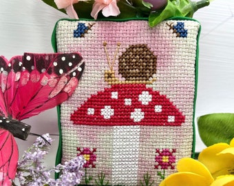 Snail and Shroom Cross Stitch Pattern, Digital PDF Instant Download