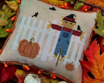 Scarecrow Sam pillow Cross Stitch Pattern, Digital PDF Instant Download