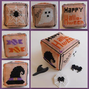 Halloween Small Cube Cross Stitch Pattern Digital PDF Instant Download