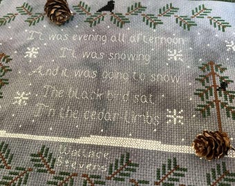 The Blackbird Winter Cross Stitch Pattern, Digital PDF Instant Download